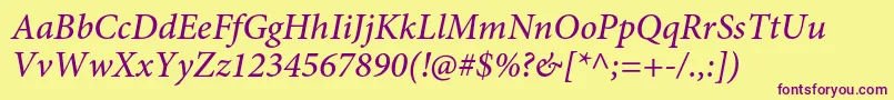 MinionproMediumit Font – Purple Fonts on Yellow Background