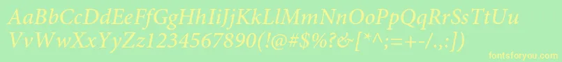 MinionproMediumit Font – Yellow Fonts on Green Background