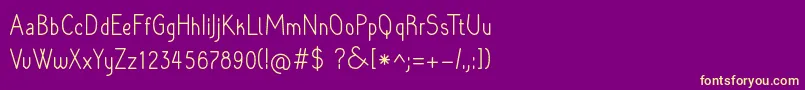 Raradolorregular-Schriftart – Gelbe Schriften auf violettem Hintergrund