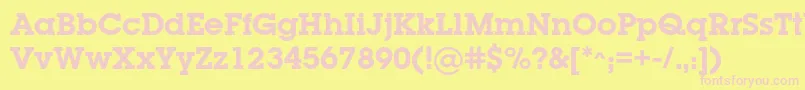 LugabookcBold-fontti – vaaleanpunaiset fontit keltaisella taustalla