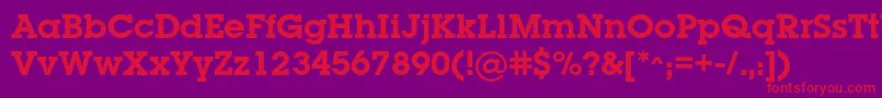 LugabookcBold-Schriftart – Rote Schriften auf violettem Hintergrund