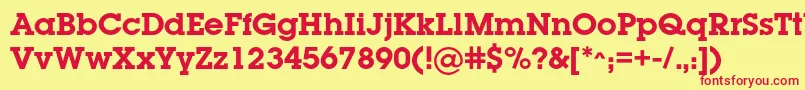 LugabookcBold-fontti – punaiset fontit keltaisella taustalla