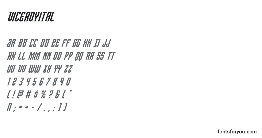 Schriftart Viceroyital – Alphabet, Zahlen, spezielle Symbole