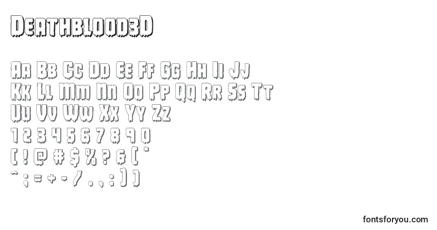 Czcionka Deathblood3D – alfabet, cyfry, specjalne znaki