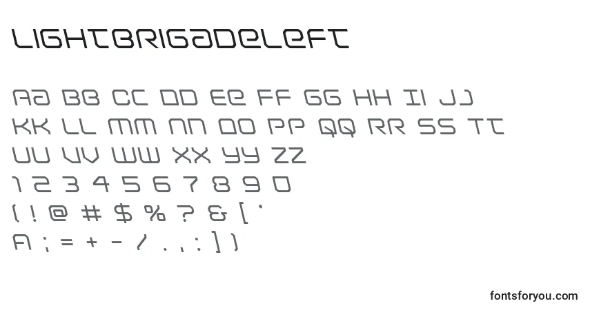 Schriftart Lightbrigadeleft – Alphabet, Zahlen, spezielle Symbole