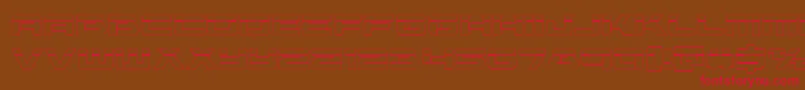 フォントVorpalout – 赤い文字が茶色の背景にあります。