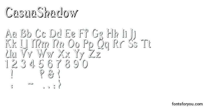 A fonte CasuaShadow – alfabeto, números, caracteres especiais