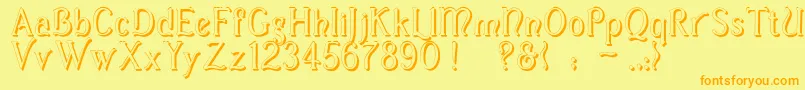 CasuaShadow-Schriftart – Orangefarbene Schriften auf gelbem Hintergrund