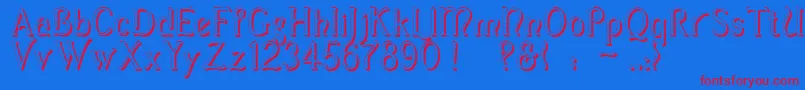 CasuaShadow Font – Red Fonts on Blue Background