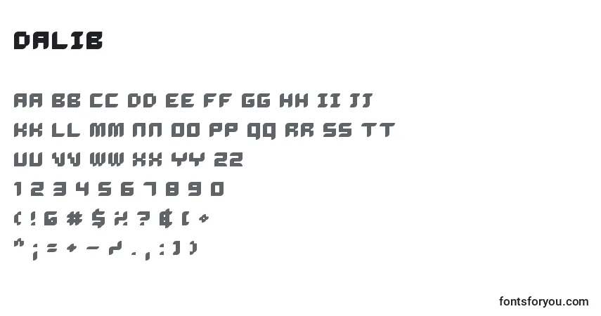 Czcionka Dalib – alfabet, cyfry, specjalne znaki