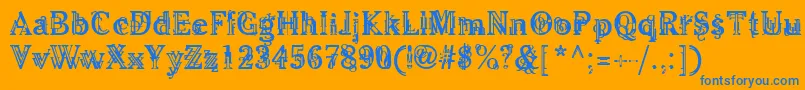 LinotypeBarock-Schriftart – Blaue Schriften auf orangefarbenem Hintergrund