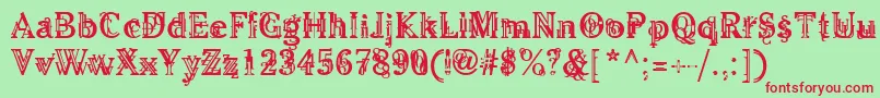 フォントLinotypeBarock – 赤い文字の緑の背景