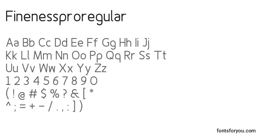 A fonte Finenessproregular – alfabeto, números, caracteres especiais