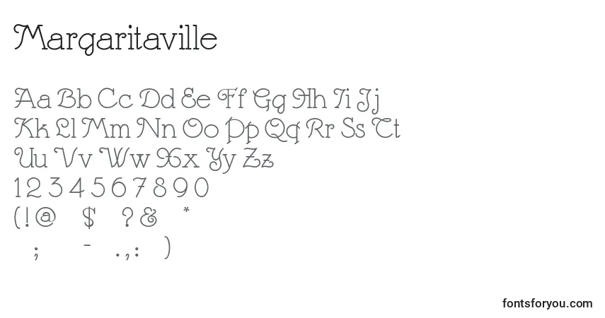 A fonte Margaritaville – alfabeto, números, caracteres especiais