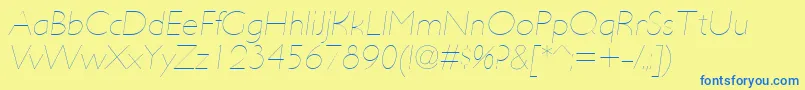 UltimapdabHairlineitalic-Schriftart – Blaue Schriften auf gelbem Hintergrund