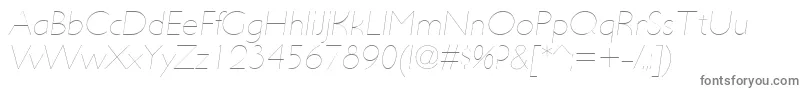 フォントUltimapdabHairlineitalic – 白い背景に灰色の文字