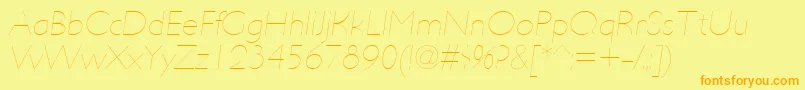 Więcej informacji o czcionce UltimapdabHairlineitalic Czcionka UltimapdabHairlineitalic – pomarańczowe czcionki na żółtym tle