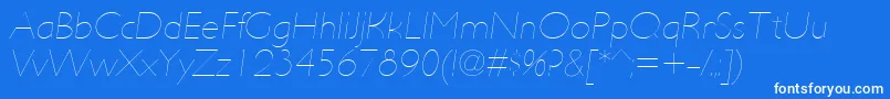 フォントUltimapdabHairlineitalic – 青い背景に白い文字