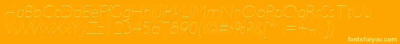 UltimapdabHairlineitalic-Schriftart – Gelbe Schriften auf orangefarbenem Hintergrund