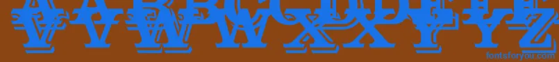 フォントOutstanding – 茶色の背景に青い文字