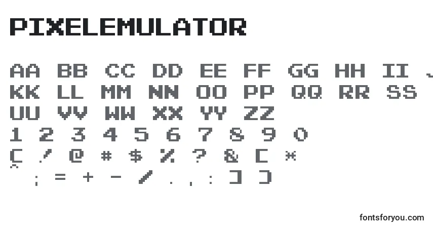 Schriftart PixelEmulator – Alphabet, Zahlen, spezielle Symbole