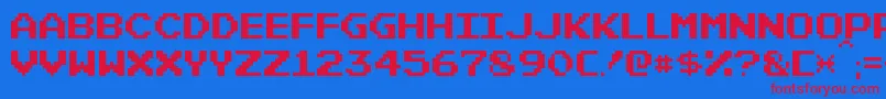 PixelEmulator Font – Red Fonts on Blue Background