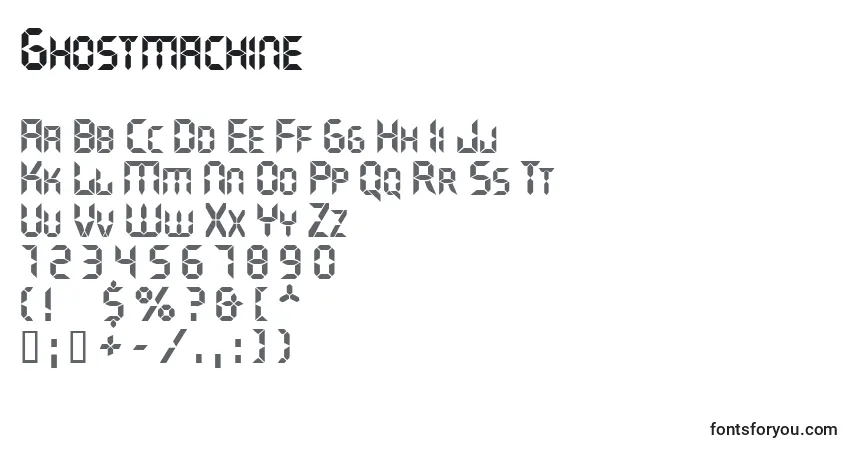 Ghostmachine-fontti – aakkoset, numerot, erikoismerkit