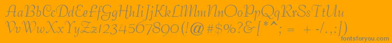 GeCoterieScriptNormal-Schriftart – Graue Schriften auf orangefarbenem Hintergrund