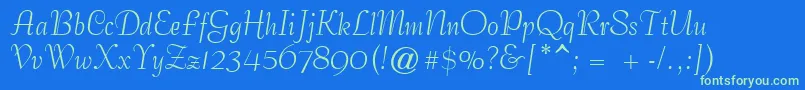 GeCoterieScriptNormal Font – Green Fonts on Blue Background