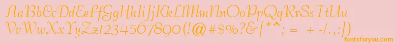 フォントGeCoterieScriptNormal – オレンジの文字がピンクの背景にあります。