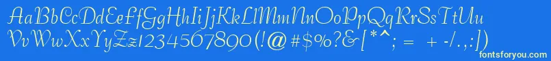 Fonte GeCoterieScriptNormal – fontes amarelas em um fundo azul