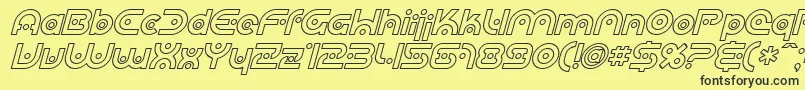 フォントSfplanetaryorbiteroutlineI – 黒い文字の黄色い背景