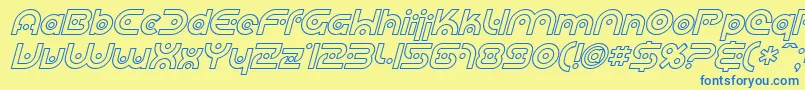 SfplanetaryorbiteroutlineI Font – Blue Fonts on Yellow Background