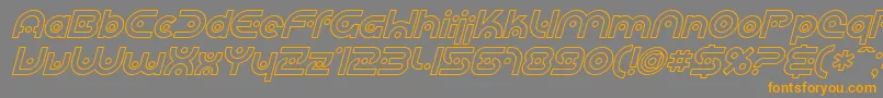 フォントSfplanetaryorbiteroutlineI – オレンジの文字は灰色の背景にあります。
