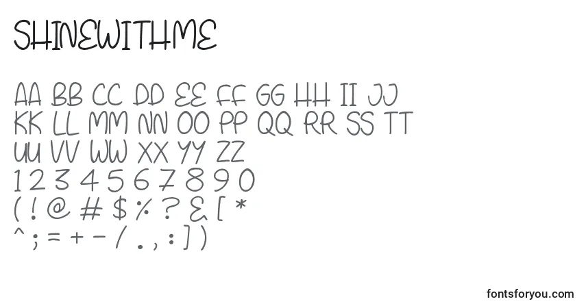 Schriftart ShineWithMe (103979) – Alphabet, Zahlen, spezielle Symbole