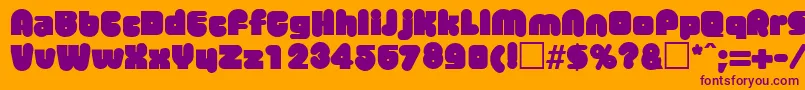 MisterbigRegular-Schriftart – Violette Schriften auf orangefarbenem Hintergrund