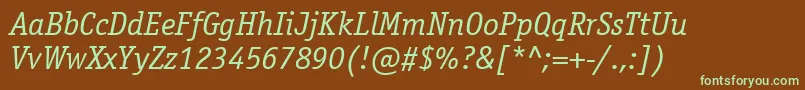 OfficinaserifcttItalic Font – Green Fonts on Brown Background
