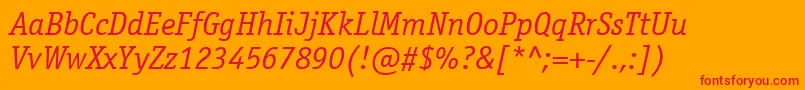 OfficinaserifcttItalic Font – Red Fonts on Orange Background