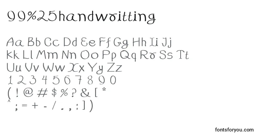 Czcionka 99%25handwritting – alfabet, cyfry, specjalne znaki