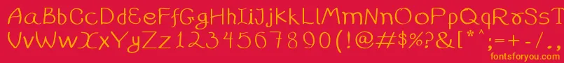 99%25handwritting Font – Orange Fonts on Red Background