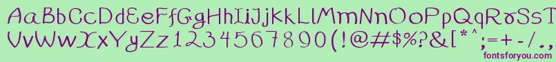Czcionka 99%25handwritting – fioletowe czcionki na zielonym tle