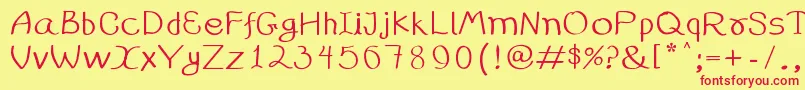 99%25handwritting-fontti – punaiset fontit keltaisella taustalla