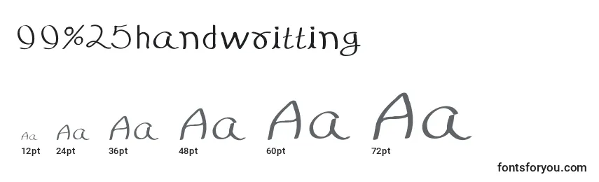 99%25handwritting Font Sizes
