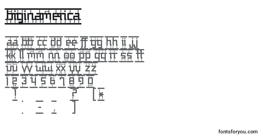 Fuente BigInAmerica - alfabeto, números, caracteres especiales