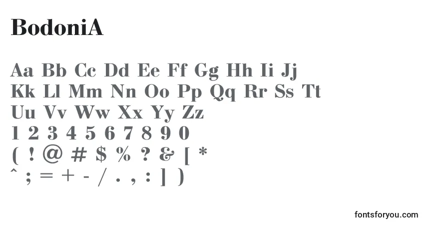 Schriftart BodoniA – Alphabet, Zahlen, spezielle Symbole