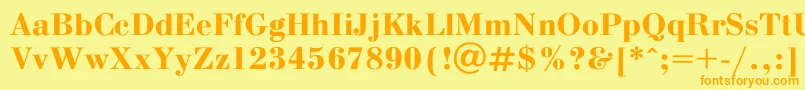 フォントBodoniA – オレンジの文字が黄色の背景にあります。