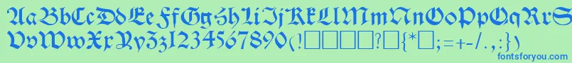 フォントTrevorRegular – 青い文字は緑の背景です。