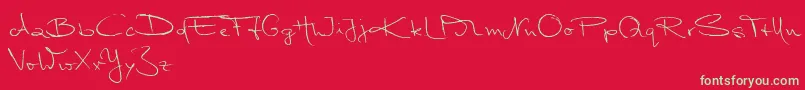 MarleenScriptNormalReduced-Schriftart – Grüne Schriften auf rotem Hintergrund