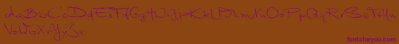 MarleenScriptNormalReduced Font – Purple Fonts on Brown Background