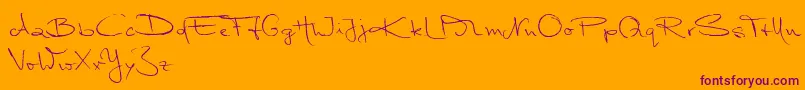 MarleenScriptNormalReduced Font – Purple Fonts on Orange Background